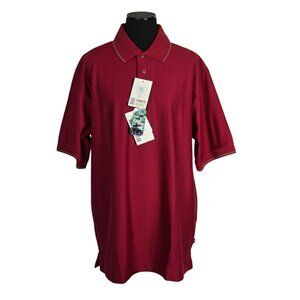 NWT | Men's Burgundy Striped Polo Golf Shirt Short Sleeve | XLarge